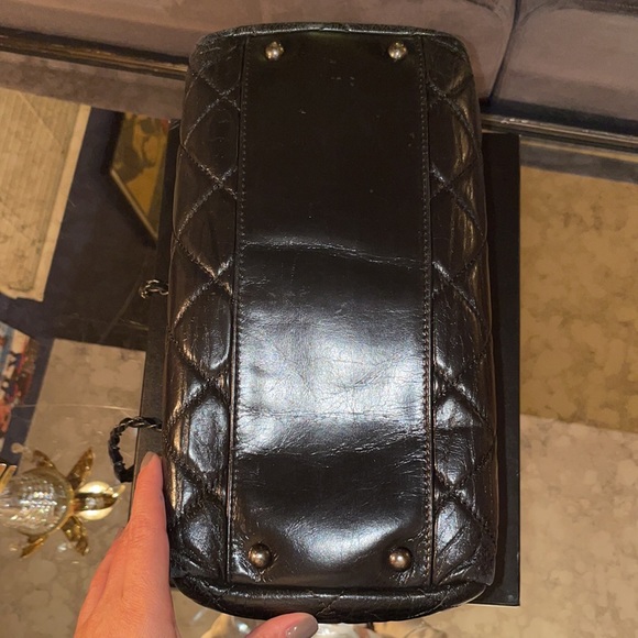 Chanel tote lamb skin quilted black bag - Picture 7 of 15